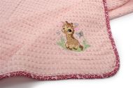 Κουβέρτα Πικέ Με Κέντημα bebe Giraffe 171 80X110 Pink 100% Cotton