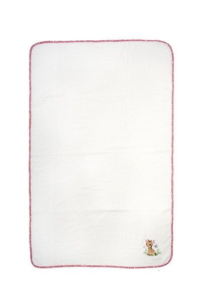 Κουβέρτα Πικέ Με Κέντημα bebe Giraffe 172 80X110 White-Pink 100% Cotton