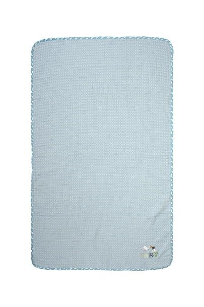 Κουβέρτα Πικέ Με Κέντημα bebe Stork 191 80X110 Sky Blue 100% Cotton