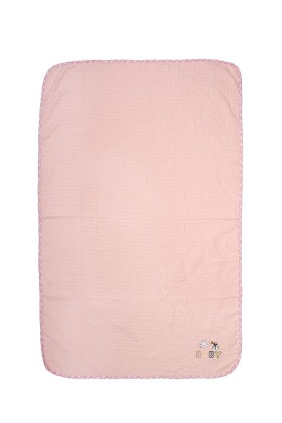Κουβέρτα Πικέ Με Κέντημα bebe Stork 192 100X160 Pink 100% Cotton