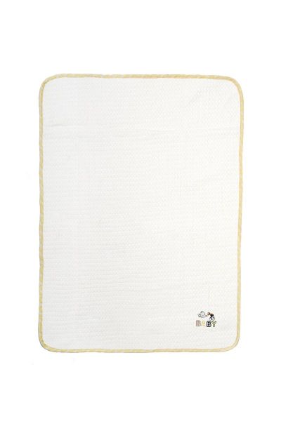 Κουβέρτα Πικέ Με Κέντημα bebe Stork 193 100X160 White-Yellow 100% Cotton