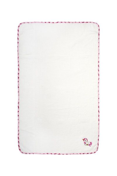 Κουβέρτα Πικέ Με Κέντημα bebe Unicorn 188 100X160 White-Pink 100% Cotton