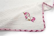 Κουβέρτα Πικέ Με Κέντημα bebe Unicorn 188 100X160 White-Pink 100% Cotton