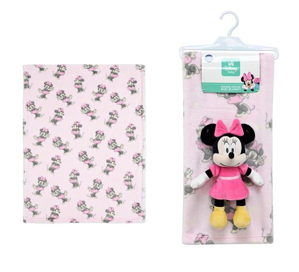 Λούτρινο Disney Home Σετ 2 Τεμ. bebe Minnie 30 Ύψος 25 cm & Κουβέρτα Coral Fleece 75X100 cm Pink-Black 100% Polyester