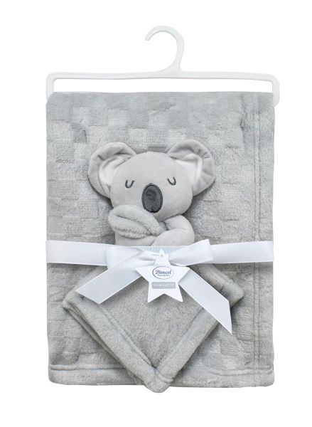 Νάνι-Πανάκι Παρηγοριάς bebe σετ 2 τεμ. Koala 10 33X33 & Κουβέρτα Coral Fleece 75X100 cm Grey 100% Polyester