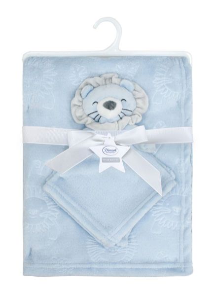 Νάνι-Πανάκι Παρηγοριάς bebe σετ 2 τεμ. Lion 09 33X33 & Κουβέρτα Coral Fleece 75X100 cm Sky Blue 100% Polyester