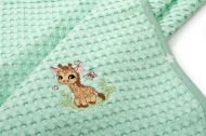 Κουβέρτα Πικέ Με Κέντημα bebe Giraffe 174 80X110 Mint 100% Cotton