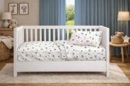 Κατωσέντονο Με Λάστιχο bebe Happy Safari 711 0,70X1,40X0,15 White-Sky Blue 100% Cotton