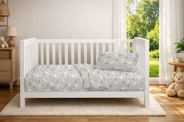 Κατωσέντονο Με Λάστιχο bebe Rabbit Garden 586 0,70X1,40X0,15 Grey 100% Cotton