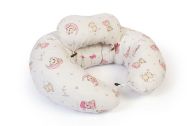 Μαξιλάρι Εγκυμοσύνης - Θηλασμού 2 σε 1 bebe Bears Nest 04 155x35x20 White-Pink 100% Cotton