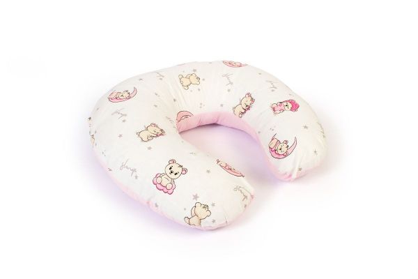 Μαξιλάρι Θηλασμού bebe Bears Nest 04 60x50x15 White-Pink 100% Cotton