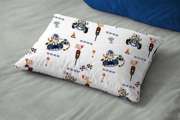 Μαξιλαροθήκη Εμπριμέ bebe Animal Grand Prix 589 35X45 White-Blue 100% Cotton