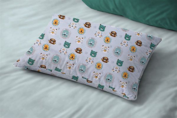 Μαξιλαροθήκη Εμπριμέ bebe Big Cats 28 35X45 Light Aqua 100% Cotton