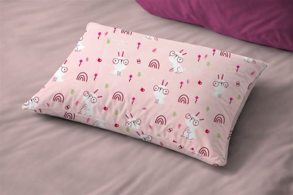 Μαξιλαροθήκη Εμπριμέ bebe Rabbit Garden 585 35X45 Pink 100% Cotton