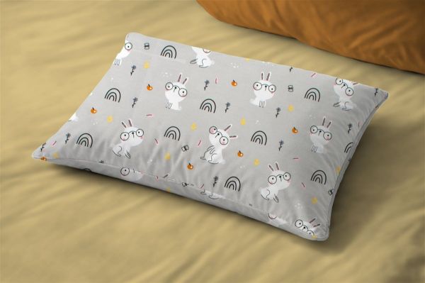 Μαξιλαροθήκη Εμπριμέ bebe Rabbit Garden 586 35X45 Grey 100% Cotton