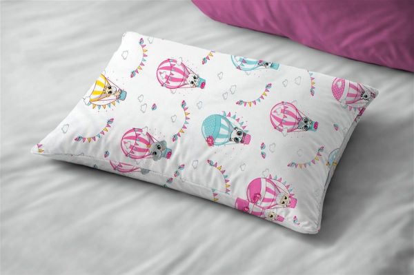 Μαξιλαροθήκη Εμπριμέ bebe The Floating Zoo 597 35X45 White-Pink 100% Cotton