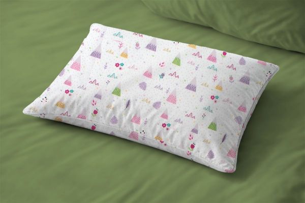 Μαξιλαροθήκη Εμπριμέ bebe Whimsical Mountainside 587 35X45 White-Pastel Lilac 100% Cotton