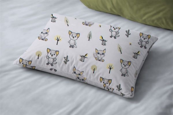 Μαξιλαροθήκη Εμπριμέ kids Baby Foxes 595 50X70 White-Grey 100% Cotton