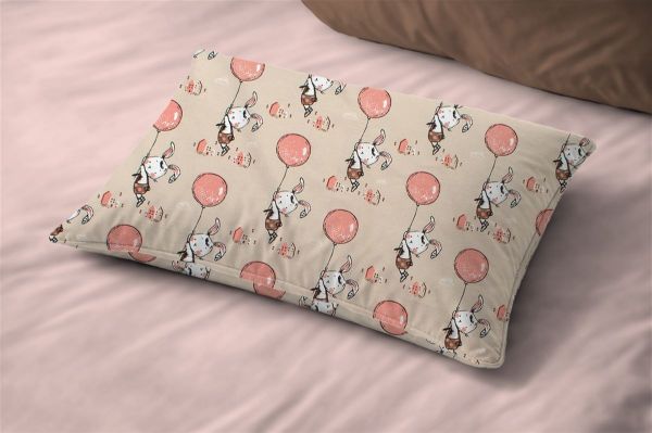 Μαξιλαροθήκη Εμπριμέ kids Floating Bunny 714 50X70 Beige-Salmon 100% Cotton