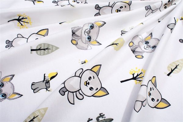 Πάνα Χασέ bebe Baby Foxes 595 80X80 White-Grey 100% Cotton