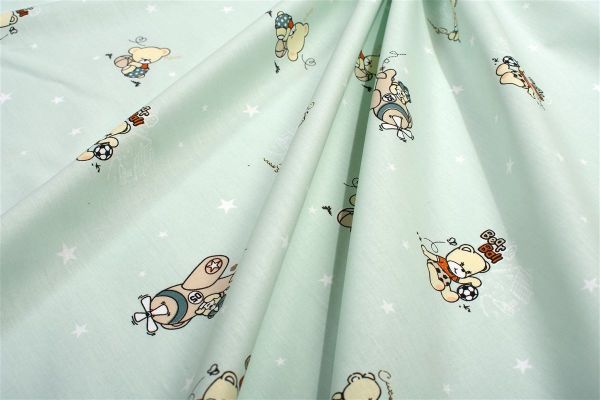 Πάνα Χασέ bebe Bears Playtime 593 80X80 Mint 100% Cotton