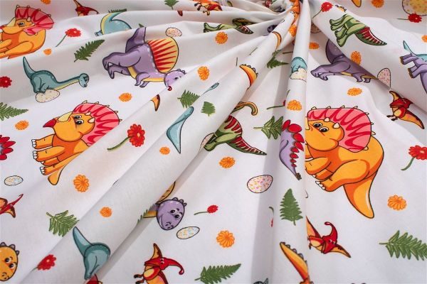 Πάνα Χασέ bebe Dinosaur 520 80x80 White-Orange 100% Cotton