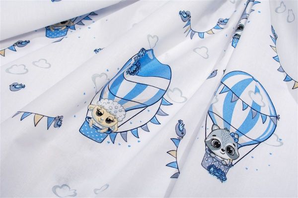 Πάνα Χασέ bebe The Floating Zoo 596 80X80 White-Blue 100% Cotton