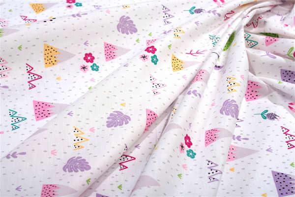 Πάνα Χασέ bebe Whimsical Mountainside 587 80X80 White-Pastel Lilac 100% Cotton