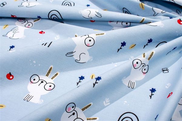 Πάνα Χασέ bebe Rabbit Garden 584 80X80 Sky Blue 100% Cotton