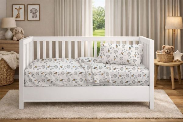 Πάπλωμα Εμπριμέ bebe Floating Bunny 715 120X160 Grey 100% Cotton