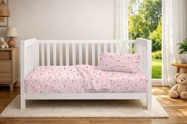 Πάπλωμα Εμπριμέ bebe Rabbit Garden 585 120X160 Pink 100% Cotton