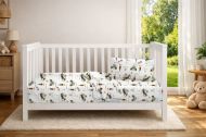 Παπλωματοθήκη Εμπριμέ bebe Animal Grand Prix 590 120X160 White-Olive 100% Cotton