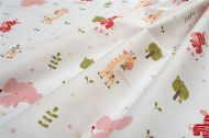 Παπλωματοθήκη Εμπριμέ bebe Happy Safari 712 120X160 White-Pink 100% Cotton