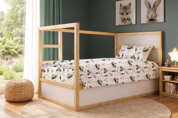 Παπλωματοθήκη Εμπριμέ kids Animal Grand Prix 590 160X240 White-Olive 100% Cotton