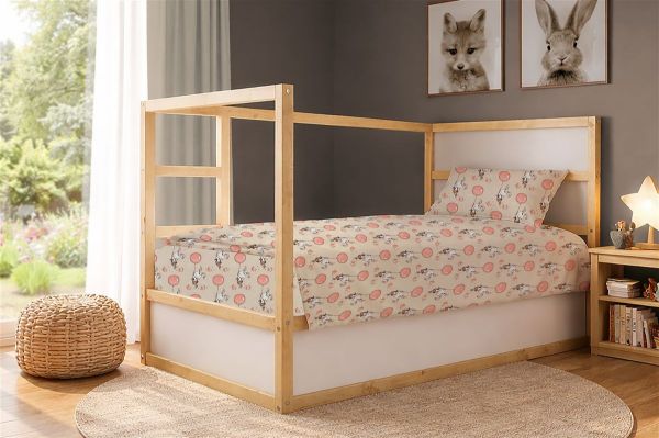 Παπλωματοθήκη Εμπριμέ kids Floating Bunny 714 160X240 Beige-Salmon 100% Cotton