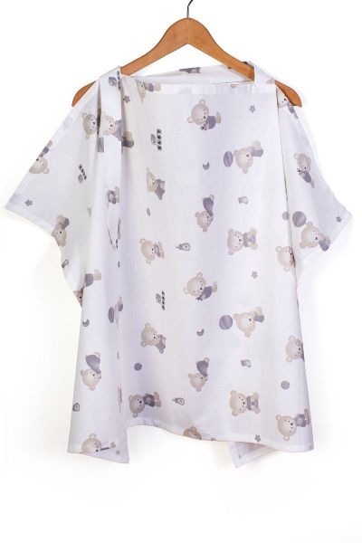 Ποδιά Θηλασμού bebe Bears Nest 05 105x70 White-Grey 100% Cotton