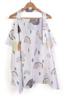 Ποδιά Θηλασμού bebe Rainbow 01 105x70 White-Grey 100% Cotton