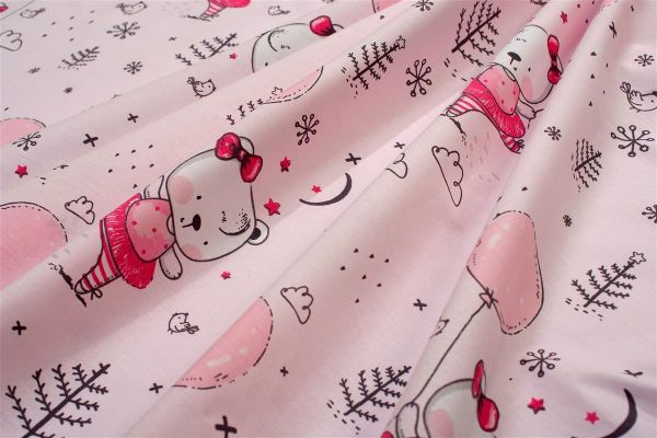Σεντονάκι Λίκνου bebe Ballerina Bear 598 80X110 Pink 100% Cotton