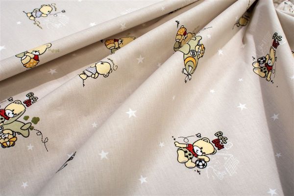 Σεντονάκι Λίκνου bebe Bears Playtime 592 80X110 Beige 100% Cotton