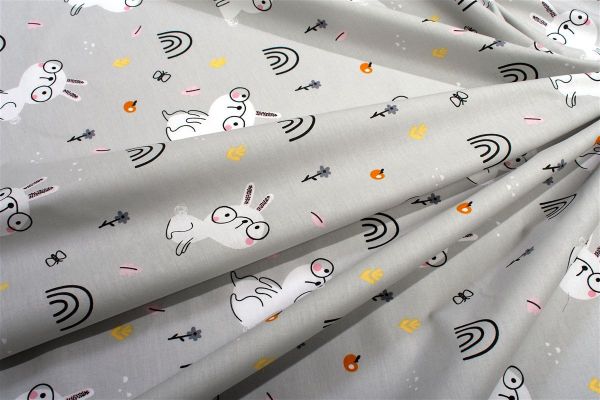Σεντονάκι Λίκνου bebe Rabbit Garden 586 80X110 Grey 100% Cotton