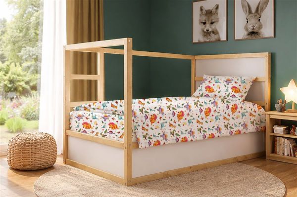 Σεντόνια Εμπριμέ Σετ 2 τεμ kids Dinosaur 520 160x240 White-Orange 100% Cotton