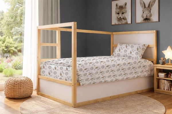 Σεντόνια Εμπριμέ Σετ 2 τεμ kids Floating Bunny 715 160X240 Grey 100% Cotton