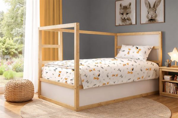 Σεντόνια Εμπριμέ Σετ 2 τεμ kids Giraffe 599 160X240 White-Orange 100% Cotton