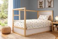Σεντόνια Εμπριμέ Σετ 2 τεμ kids Happy Safari 713 160X240 White-Grey 100% Cotton