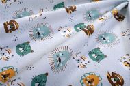 Σεντόνια Εμπριμέ Σετ 3 τεμ bebe Big Cats 28 120X160 Light Aqua 100% Cotton