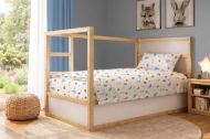 Σεντόνια Εμπριμέ Σετ 3 τεμ kids Happy Safari 711 160X240 White-Sky Blue 100% Cotton