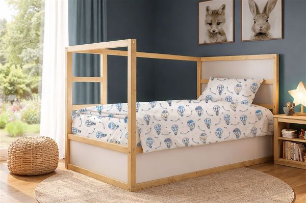 Σεντόνια Εμπριμέ Σετ 3 τεμ kids The Floating Zoo 596 160X240 White-Blue 100% Cotton