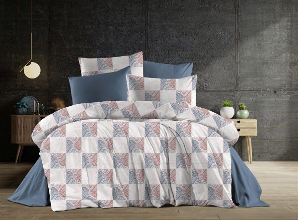 Σεντόνια Εμπριμέ Σετ 4 τεμ Κλεοπάτρα 610 240X270 Blue-Red 70/30 Cott/Pol