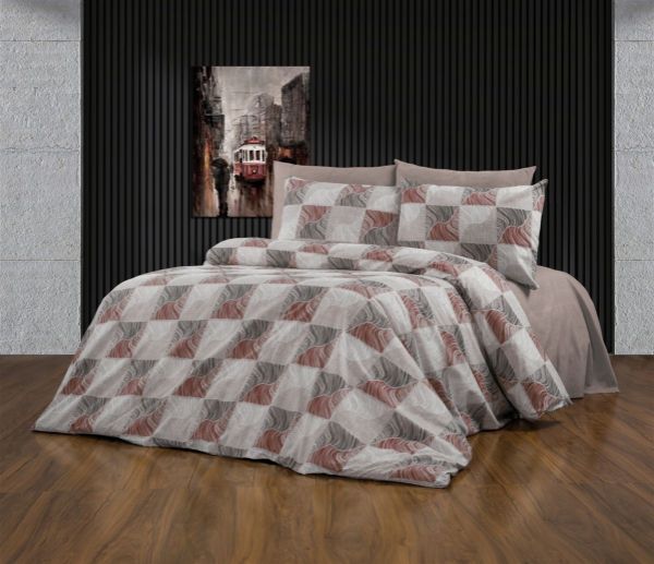 Σεντόνια Εμπριμέ Σετ 4 τεμ Κλεοπάτρα 611 220X240 Red-Black 70/30 Cott/Pol