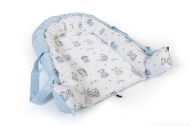 Φωλιά Ύπνου bebe Bears Nest 03 85x60x15 White-Sky Blue 100% Cotton